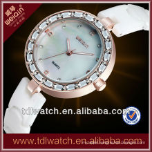 White Ceramic Band Vogue Watch With CZ Stones In Bezel